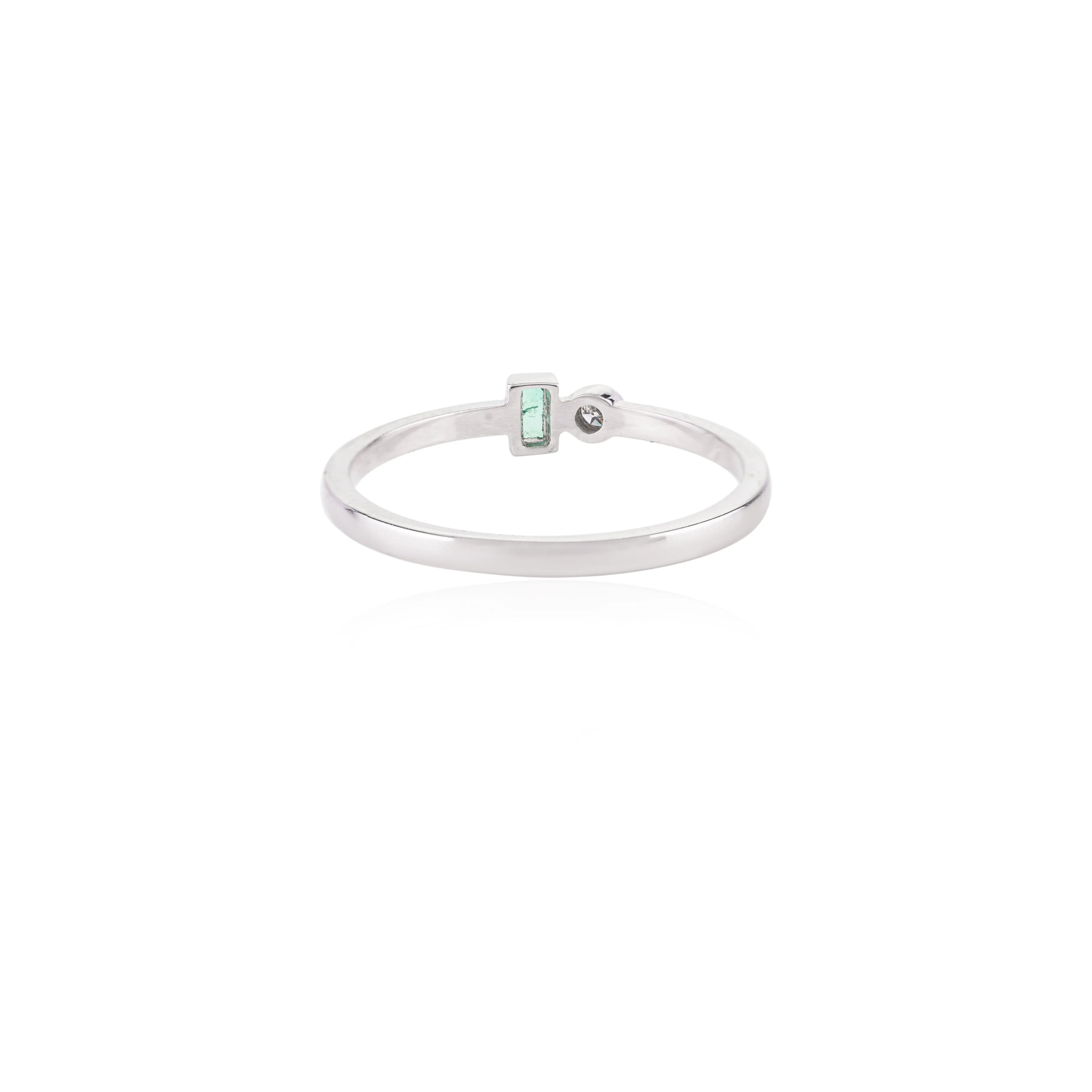 14K Gold Emerald Diamond Toi Et Moi Ring