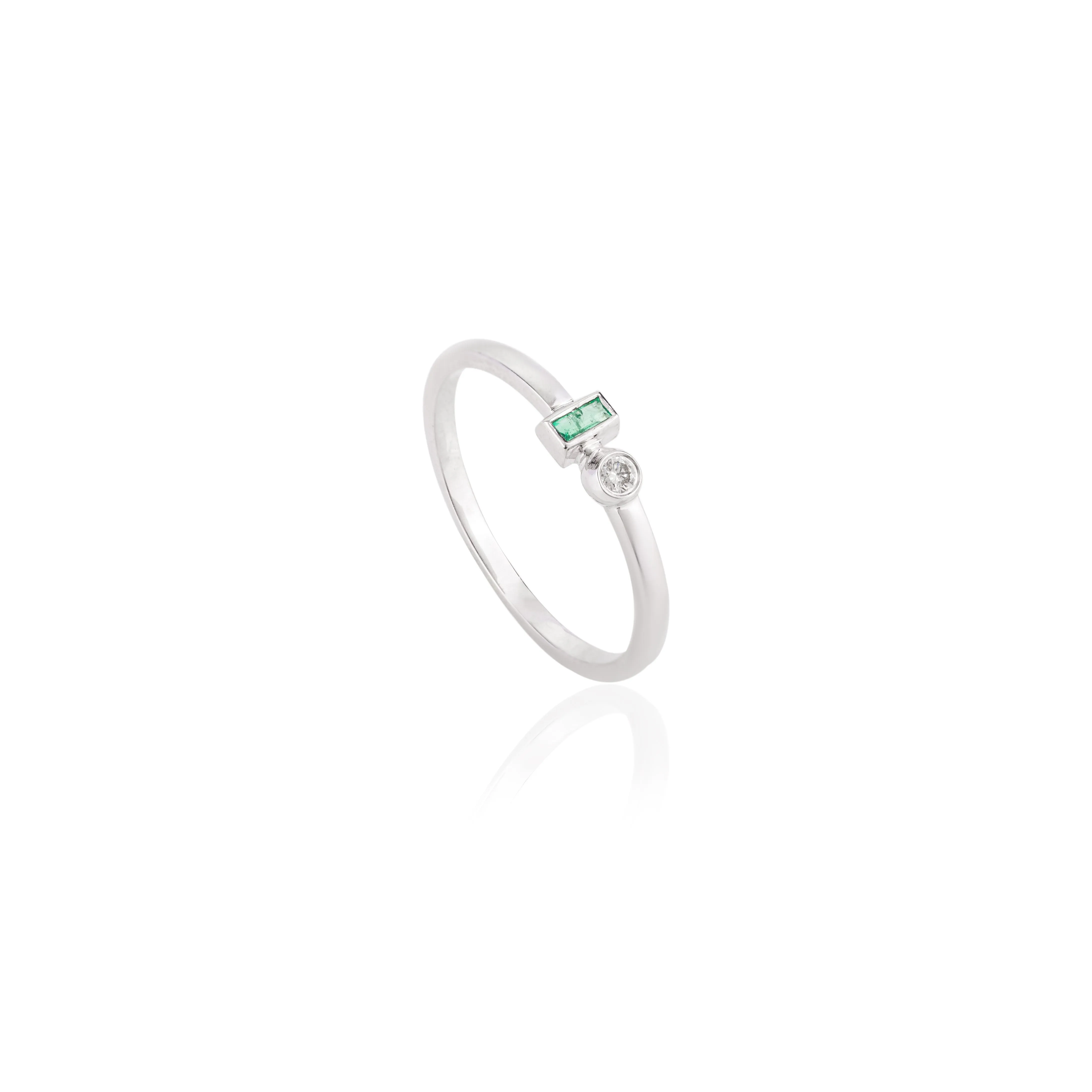 14K Gold Emerald Diamond Toi Et Moi Ring