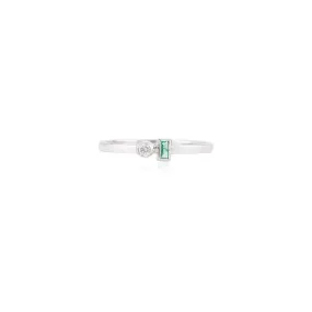 14K Gold Emerald Diamond Toi Et Moi Ring