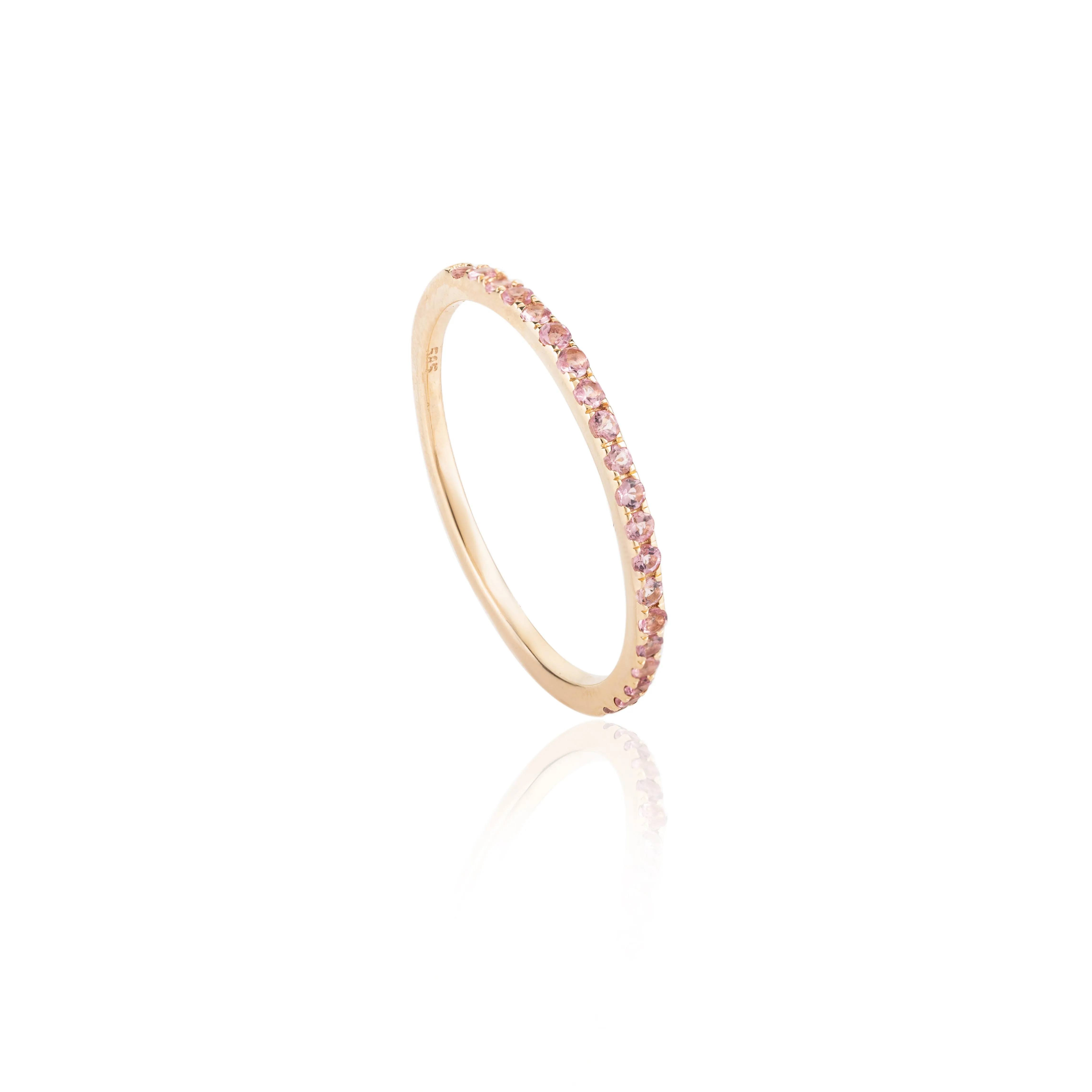 14K Gold Pink Tourmaline Stacking Band