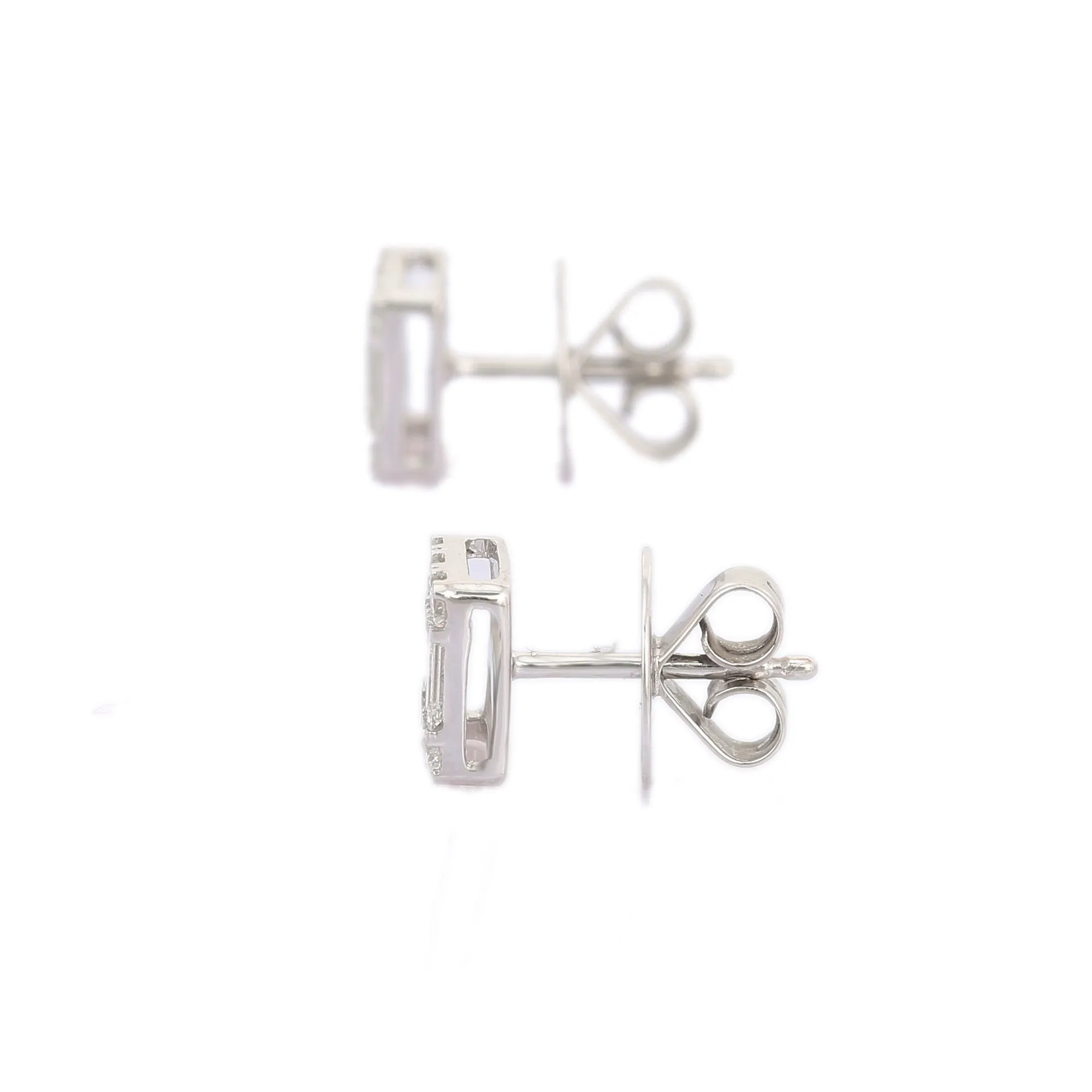 14K White Gold Illusion Setting Studs Earrings