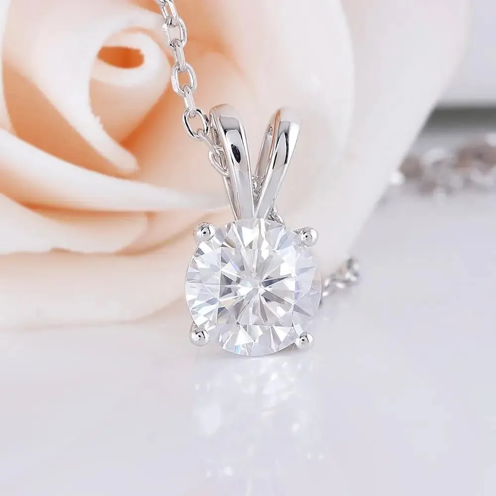 14k White Gold Moissanite Necklace 1ct