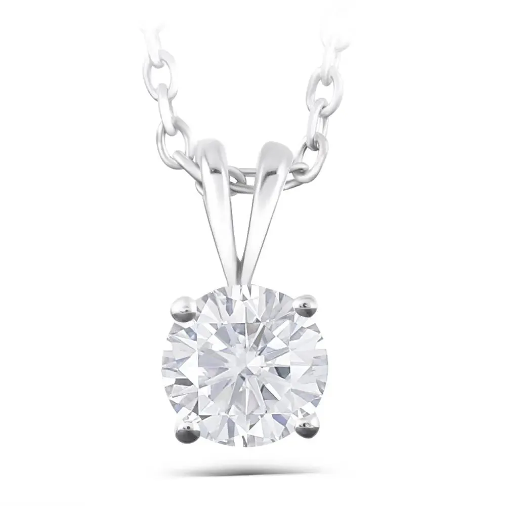 14k White Gold Moissanite Necklace 1ct