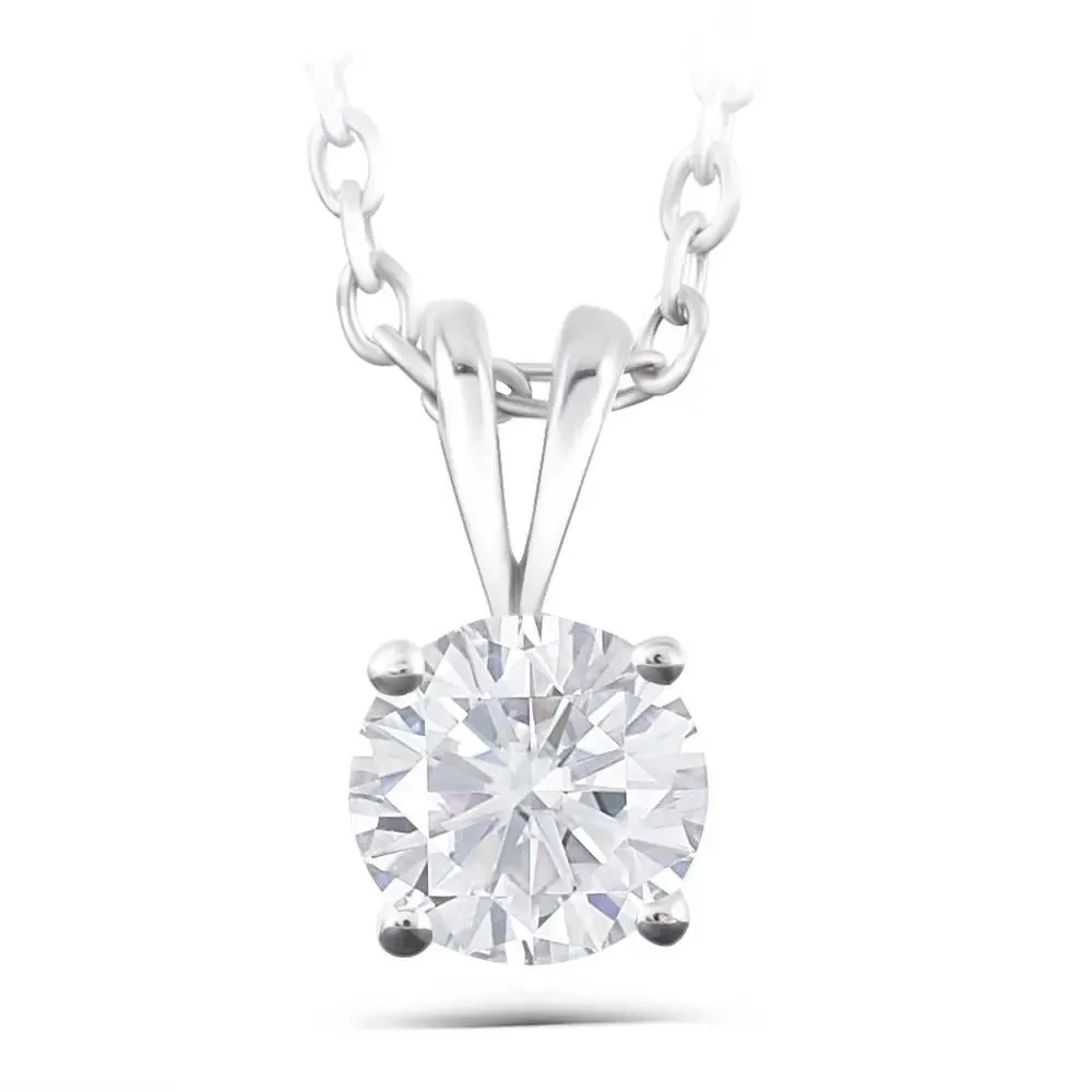 14k White Gold Moissanite Necklace 2ct