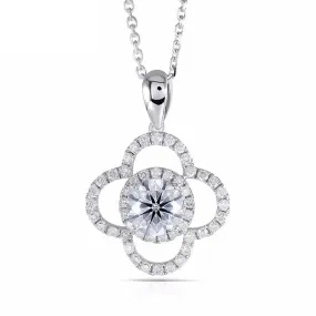 14k White Gold Moissanite Necklace / Pendant 1ct Center Stone