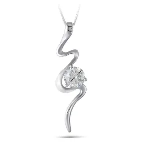 14k White Gold Moissanite Necklace / Pendant 1ct