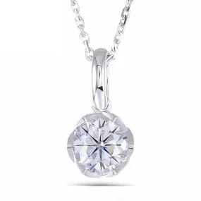 14k White Gold Moissanite Necklace / Pendant 1ct