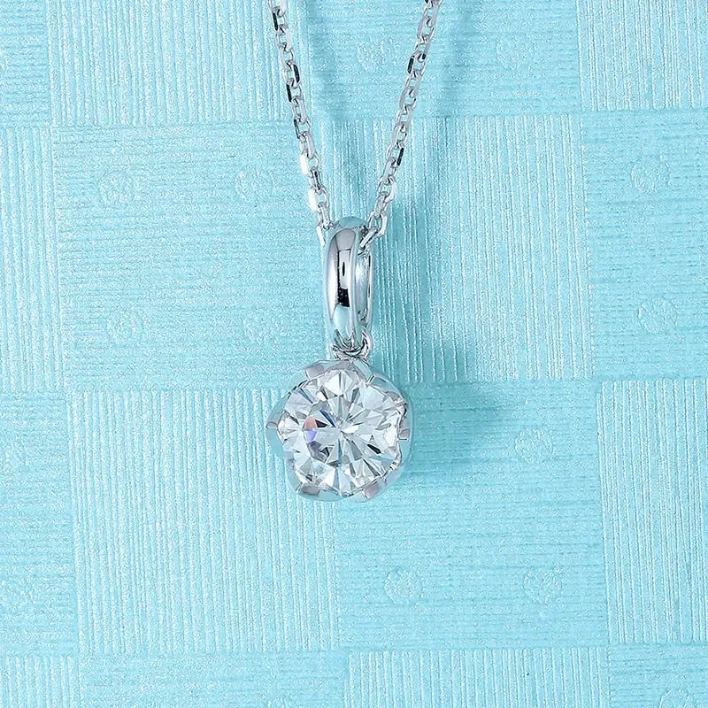 14k White Gold Moissanite Necklace / Pendant 1ct