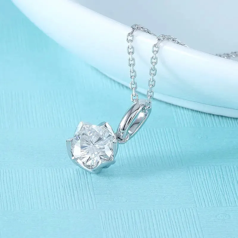 14k White Gold Moissanite Necklace / Pendant 1ct