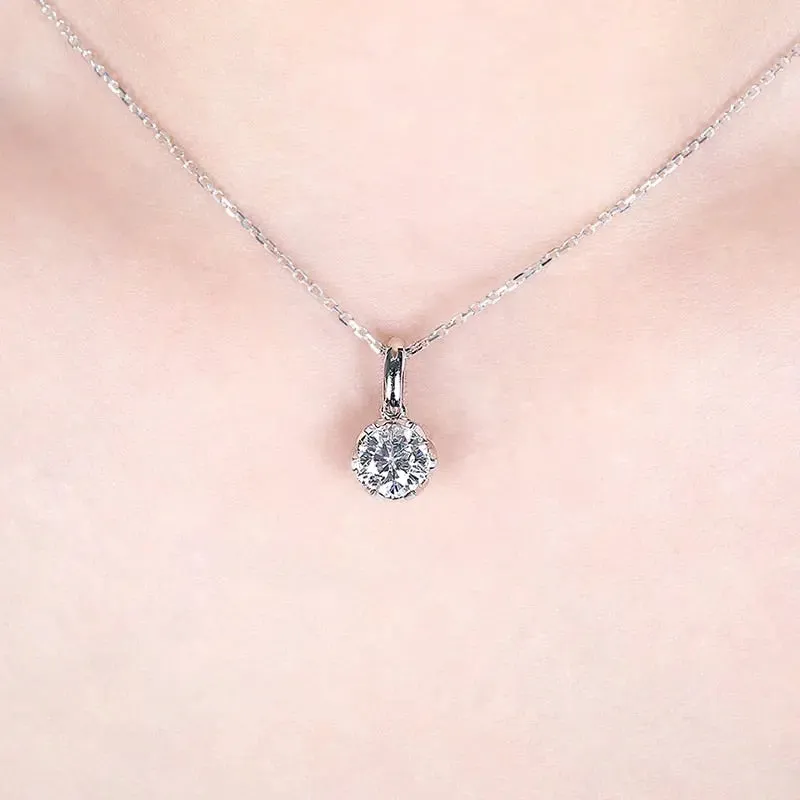 14k White Gold Moissanite Necklace / Pendant 1ct