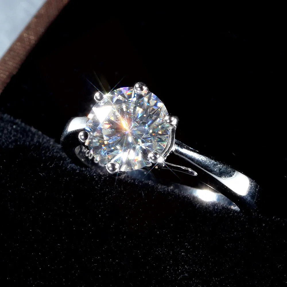 14k White Gold Solitaire Moissanite Ring 2ct