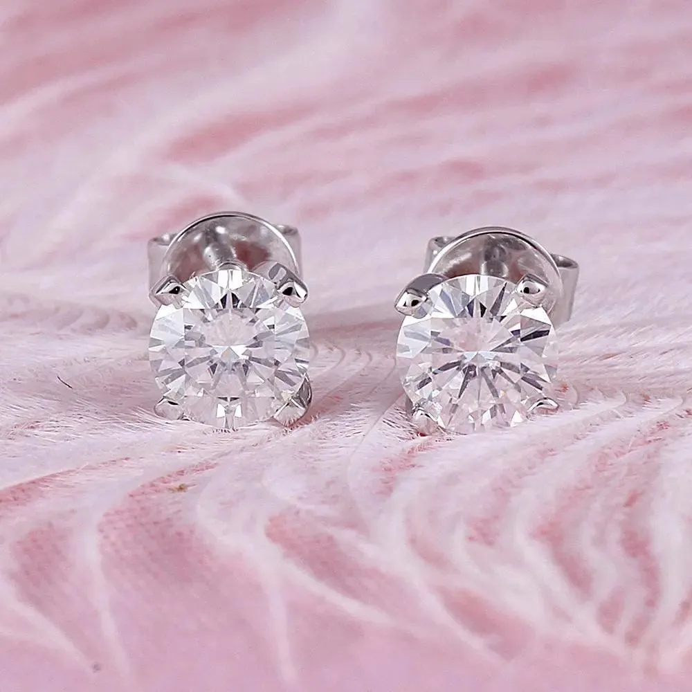 14k White Gold Stud Moissanite Earrings 1ctw