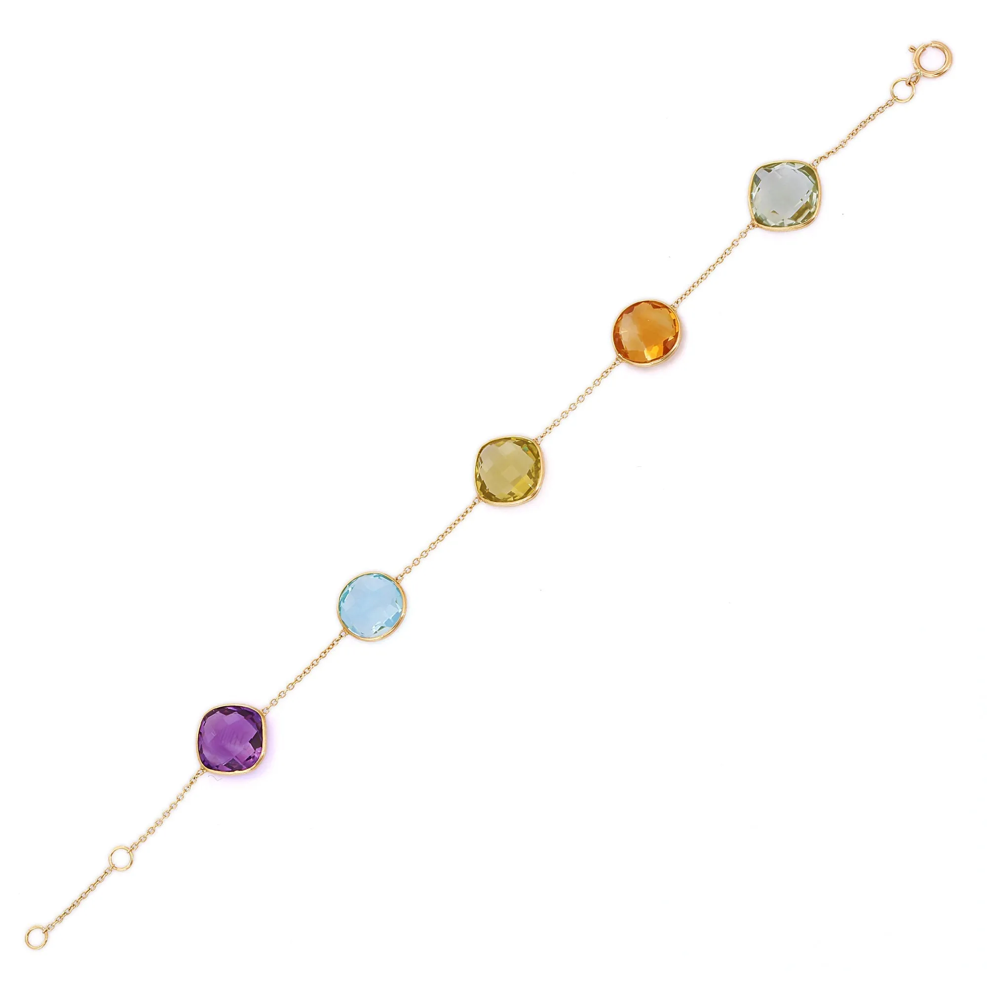 18K Gold Multi Gemstone Bracelet