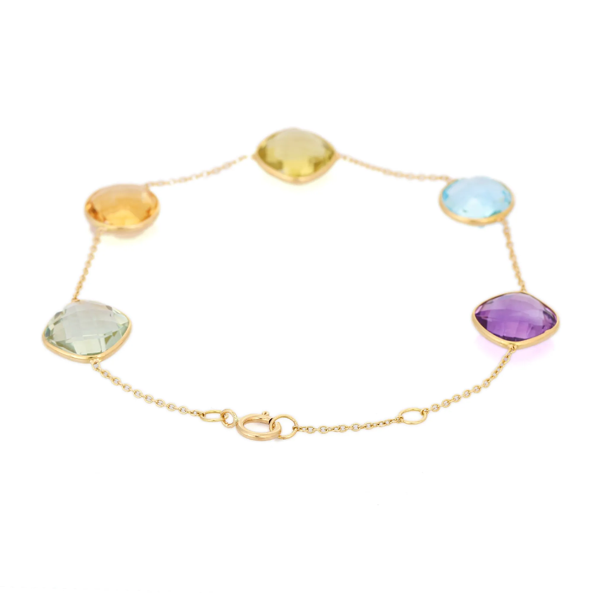 18K Gold Multi Gemstone Bracelet