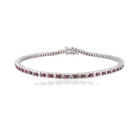 18K Gold Ruby Diamond Tennis Bracelet