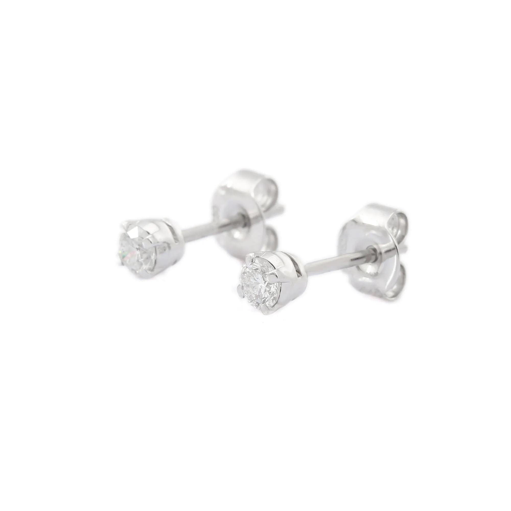 18K White Gold Dainty Diamond Studs