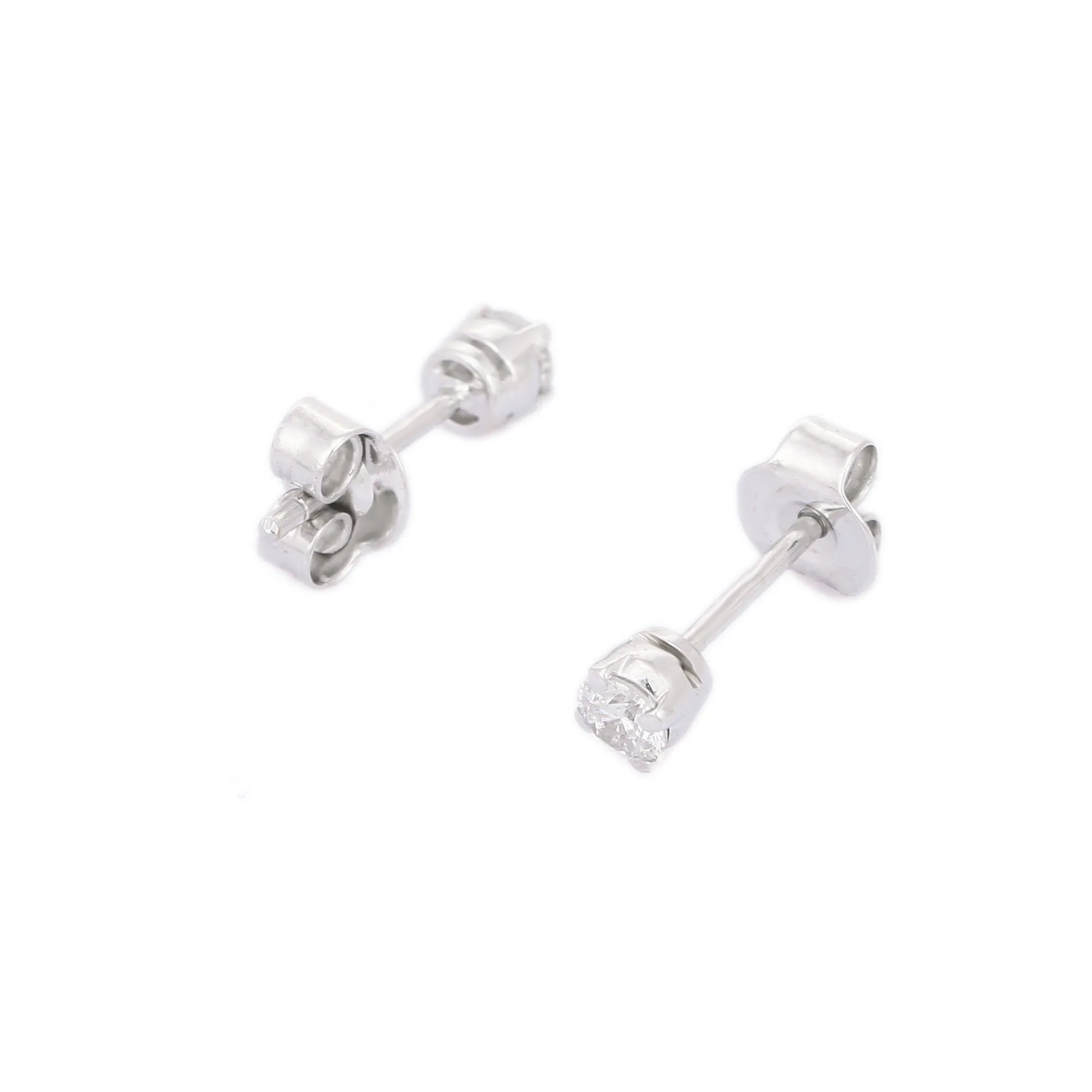 18K White Gold Dainty Diamond Studs