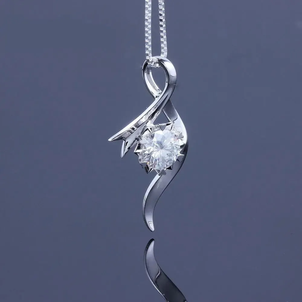 18k White Gold Moissantie Necklace / Pendant 1ct