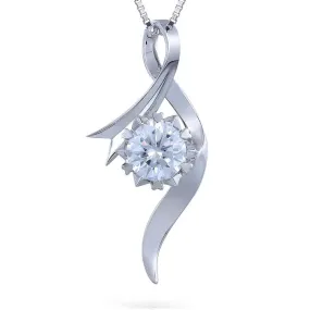 18k White Gold Moissantie Necklace / Pendant 1ct