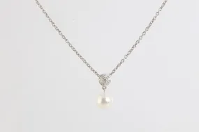 18" Mikimoto 18k White Gold Pearl & 0.15tcw Diamond Necklace (5.04g.)