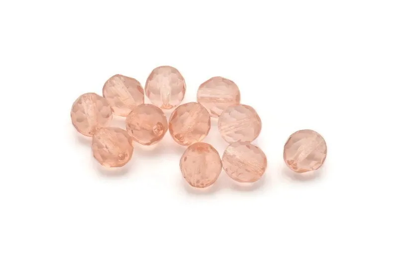 20 Vintage Peach Czech Glass Faceted Beads Cf-48 CF15