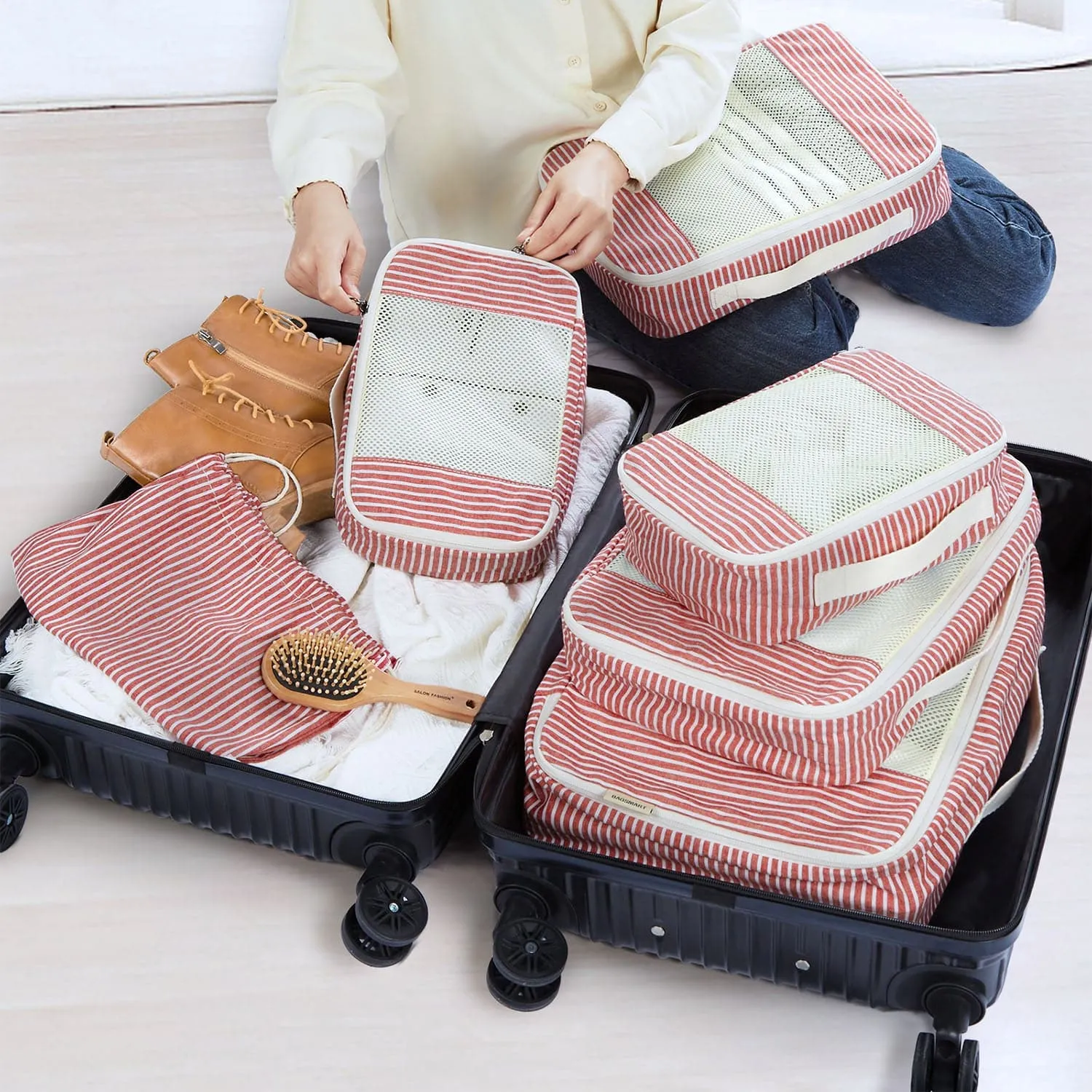 6PCS Foldable Travel Packing Cubes for Suitcase