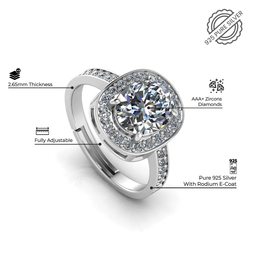 925 Crystal Sterling Silver Queens Ring for Couple's