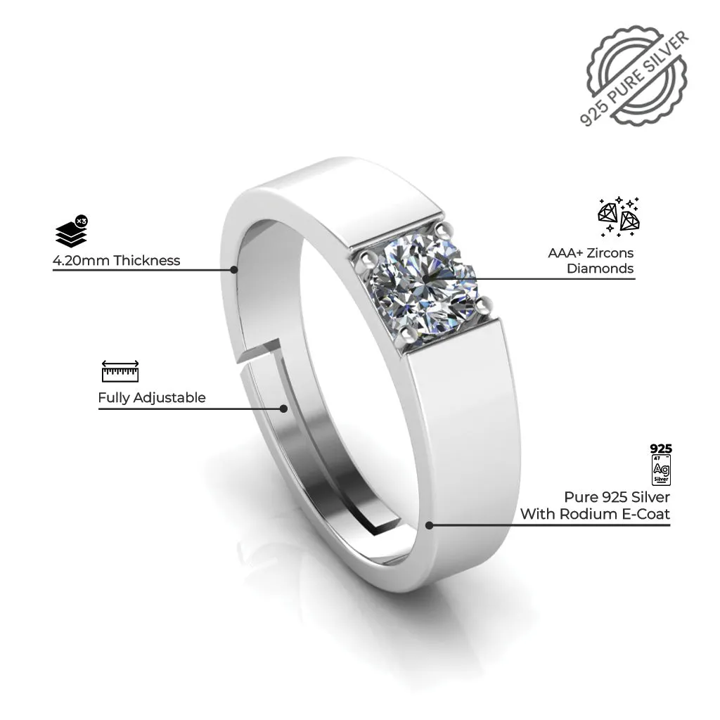 925 Crystal Sterling Silver Queens Ring for Couple's