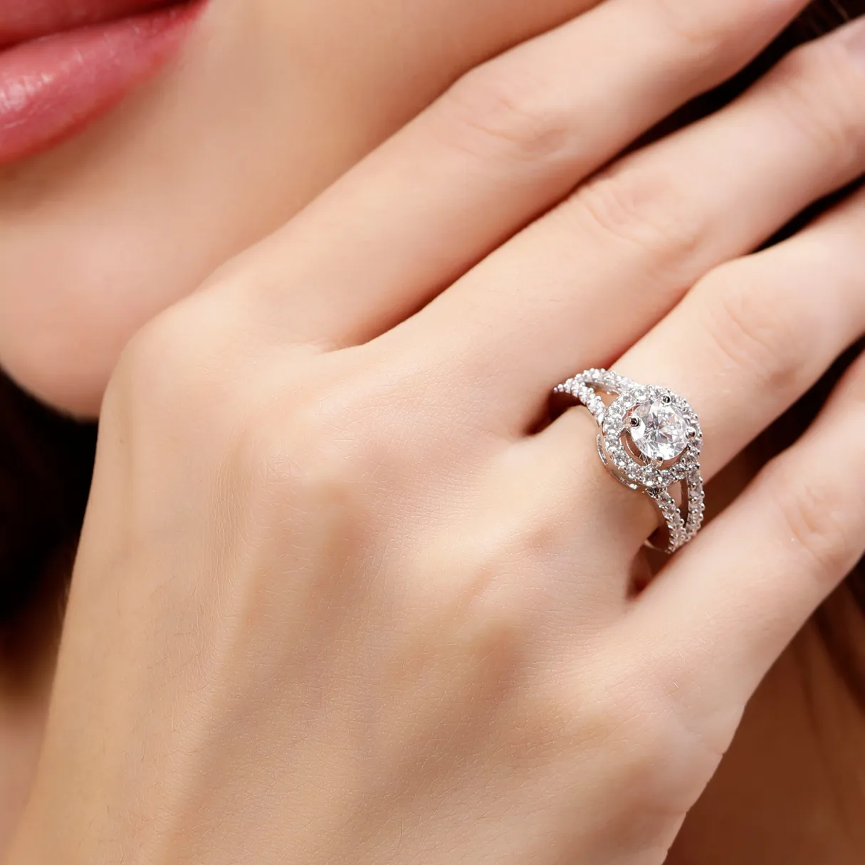 925 Pure Starling Silver Bride Boom Facet Ring for Ladies