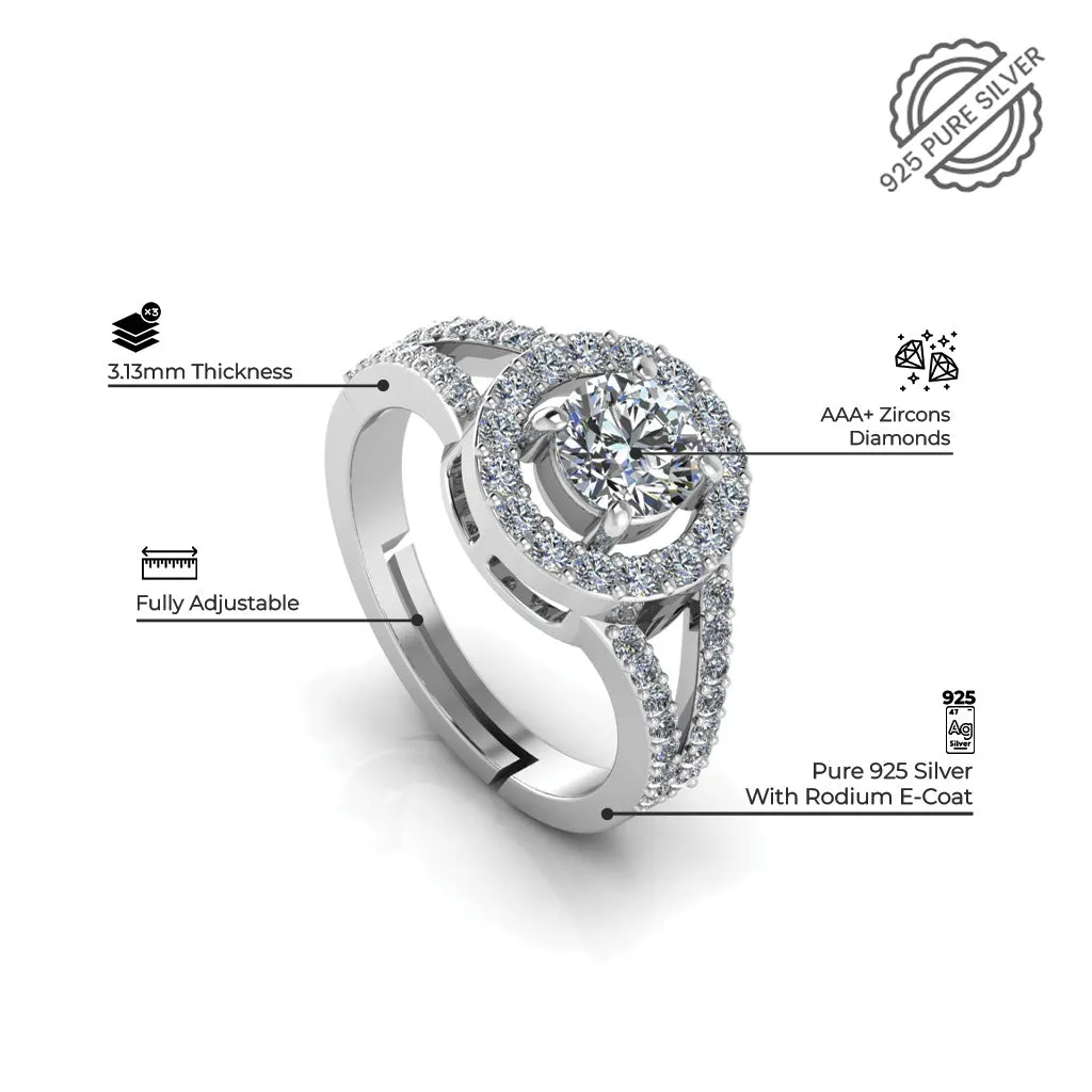 925 Pure Starling Silver Bride Boom Facet Ring for Ladies