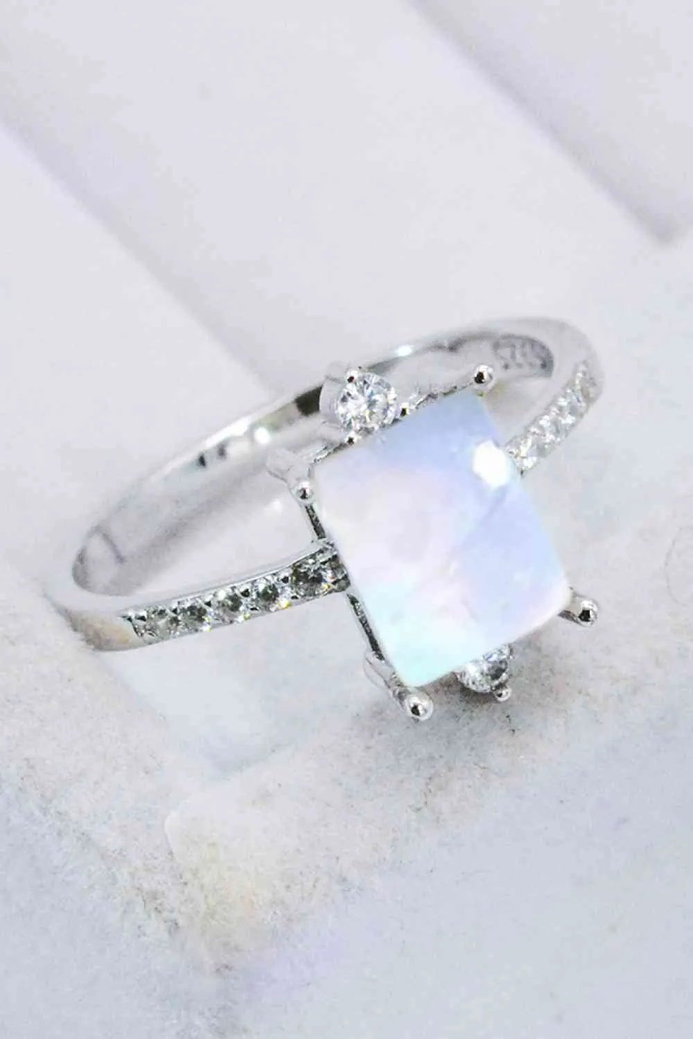 925 Sterling Silver Square Moonstone Ring