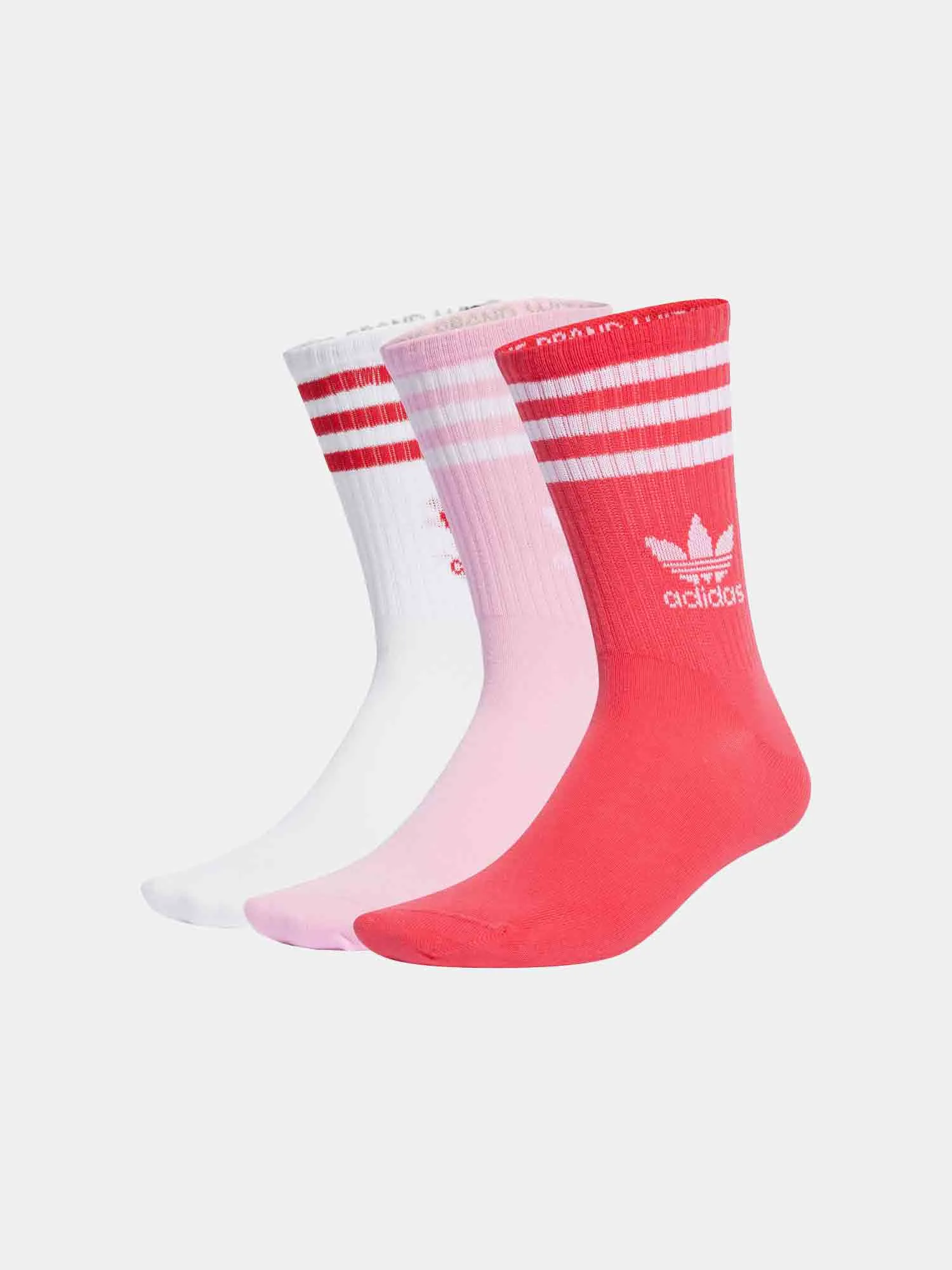 Adidas Mid Cut Crew Socks 3 Pack - Pink / Active / White