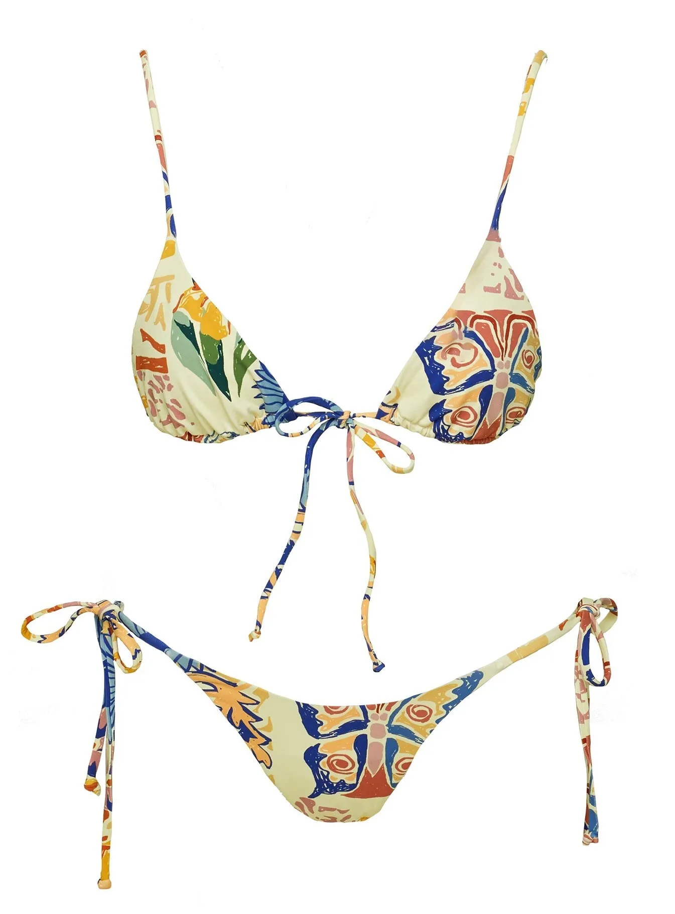 Alizzi Tie Front Triangle Bikini Top Multi