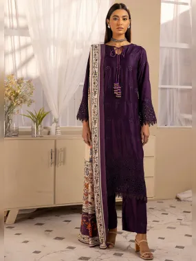 Ally's "Inarah" Purple Chikankari Sateen Twill 3-Piece Suit (AL-361)