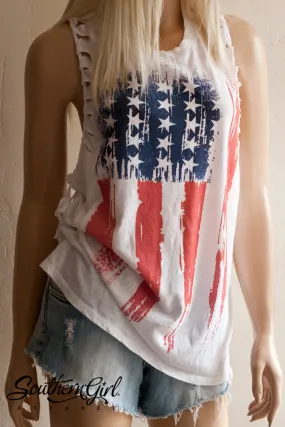 American Flag Braided Racerback Tank Top - Limited Edition