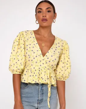 Amiya Top in Wild Flower Lemon Drop