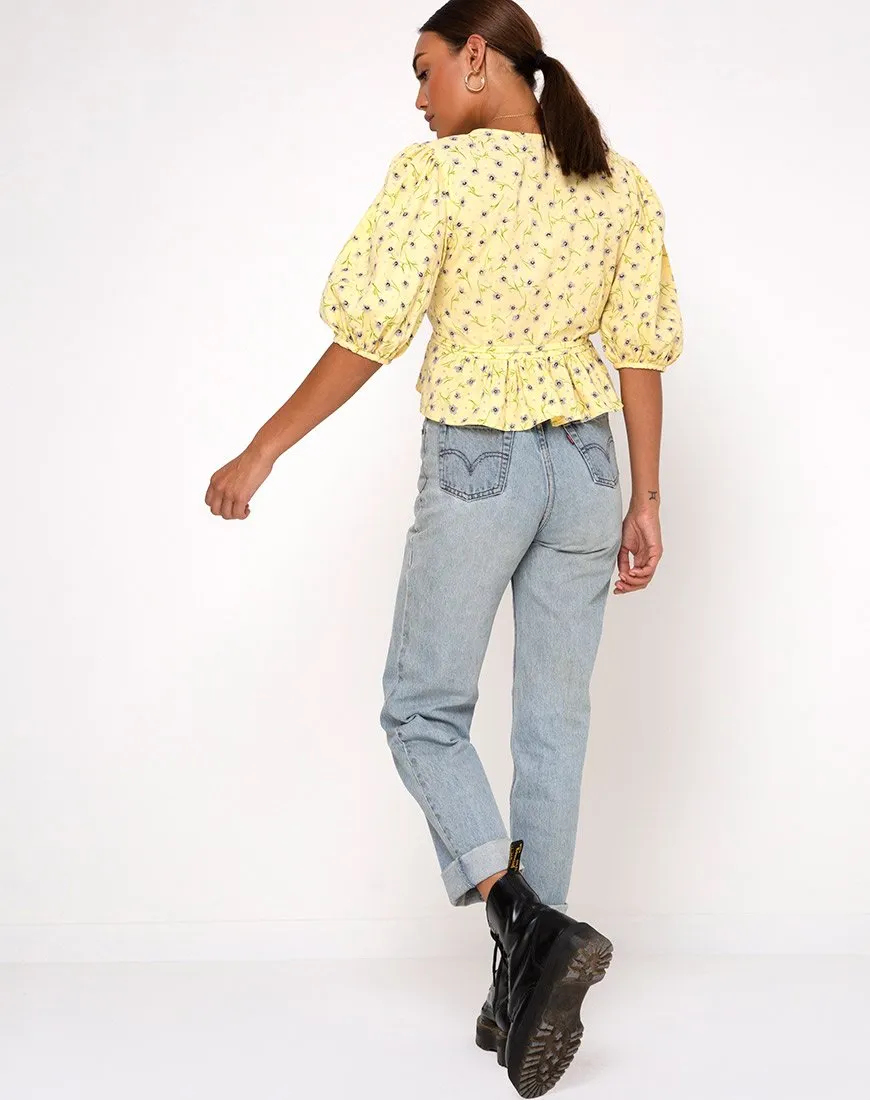 Amiya Top in Wild Flower Lemon Drop