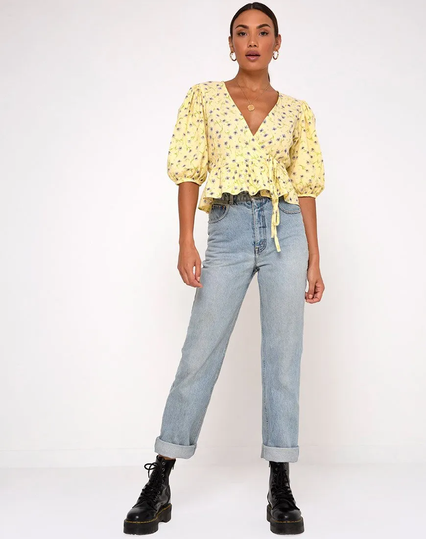 Amiya Top in Wild Flower Lemon Drop