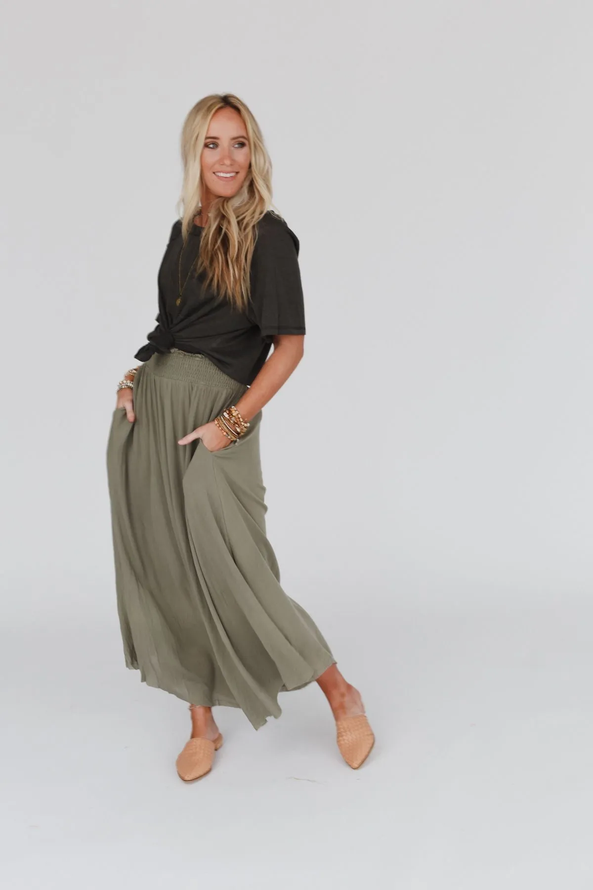 Anything Goes Maxi Skirt - Olive