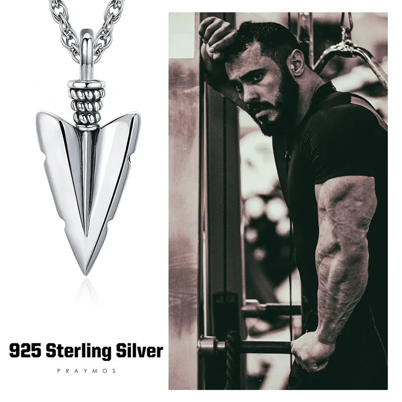 Arrow Necklace for Men 925 Sterling Silver Amulet Pendant Jewellery Birthday Gifts for Women Unisex 20 2‘’ Stainless Steel Chain