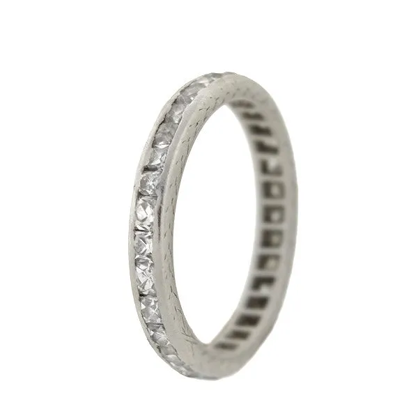 Art Deco Platinum French Cut Diamond Eternity Band .90ctw