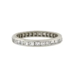 Art Deco Platinum French Cut Diamond Eternity Band .90ctw