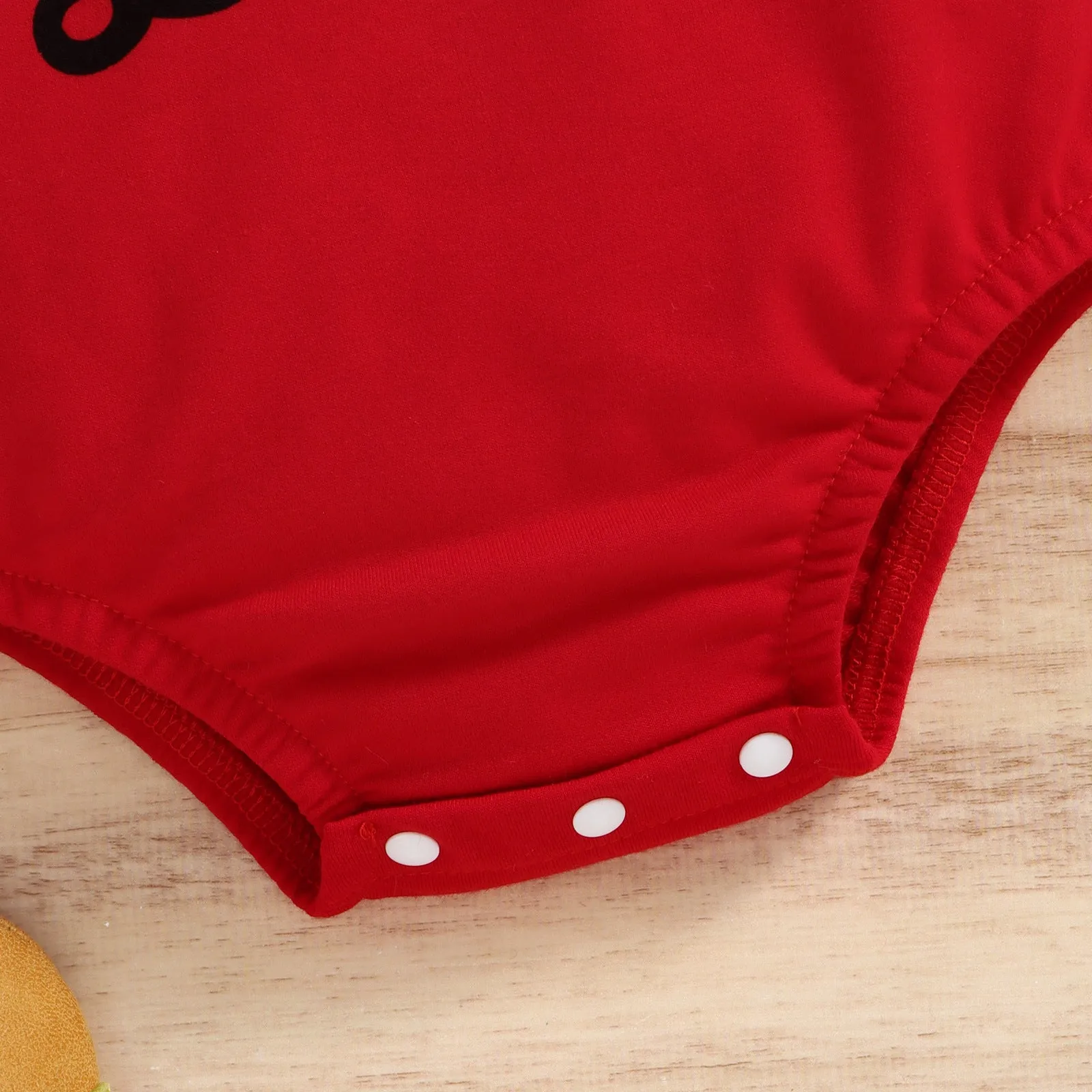 Baby Girls Solid Color Christmas Letters Stitching Leopard Print Onesie Crawl Suit