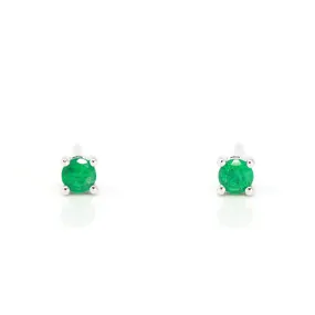 Baikalla? 14k White Gold Emerald Round 4 Prong Stud Earrings