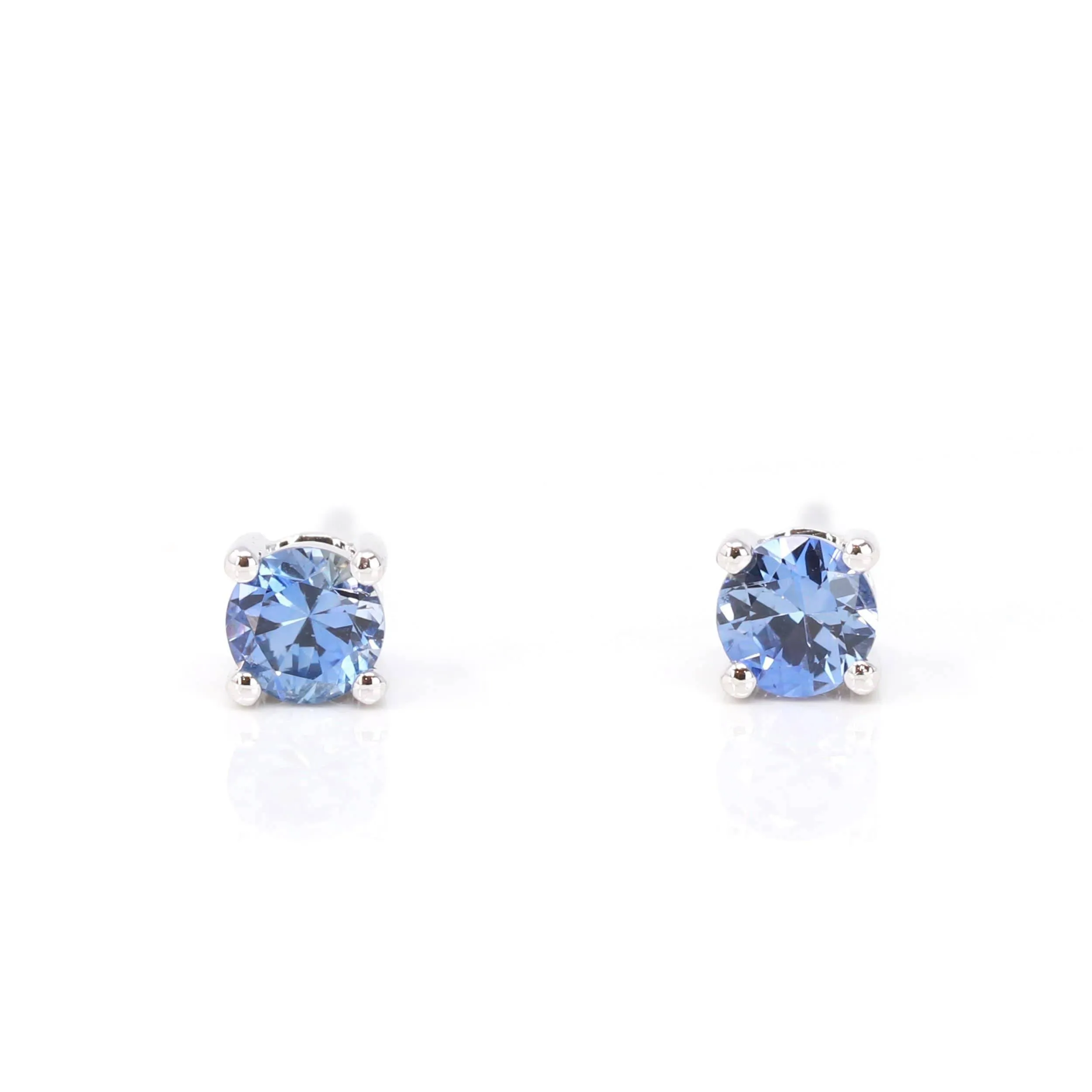 Baikalla? 14k White Gold Emerald Round 4 Prong Stud Earrings