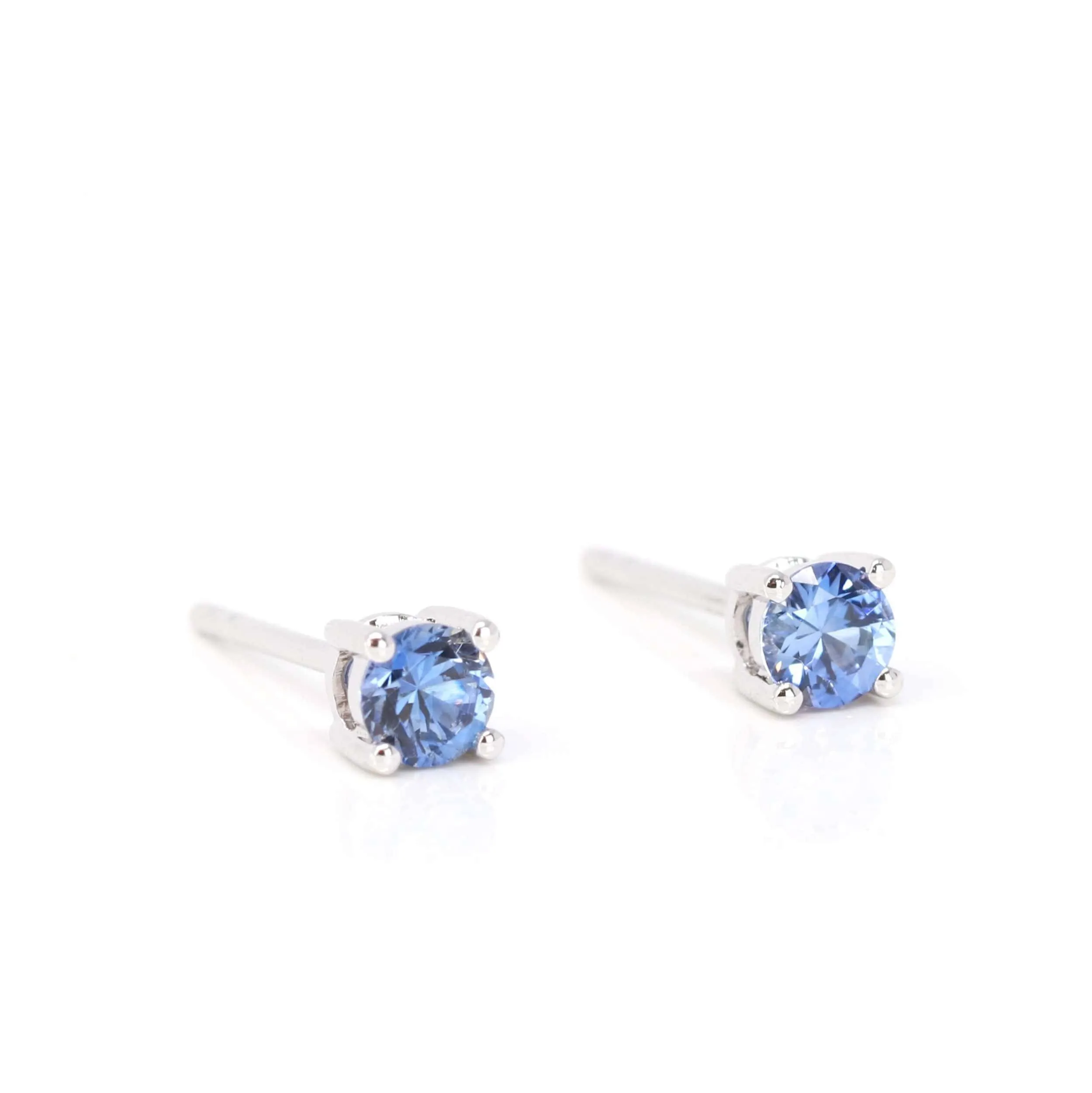 Baikalla? 14k White Gold Emerald Round 4 Prong Stud Earrings