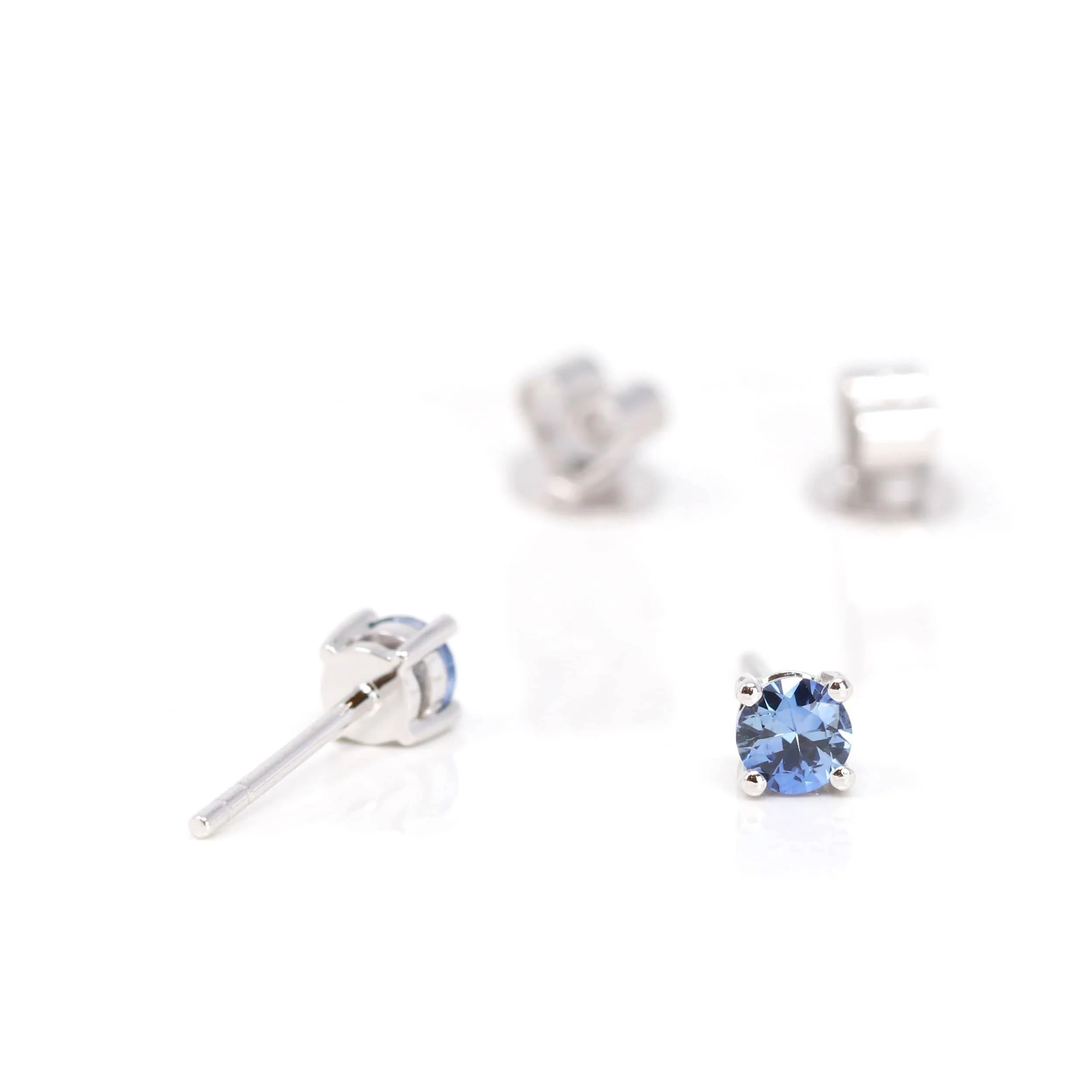 Baikalla? 14k White Gold Sapphire Round 4 Prong Stud Earrings