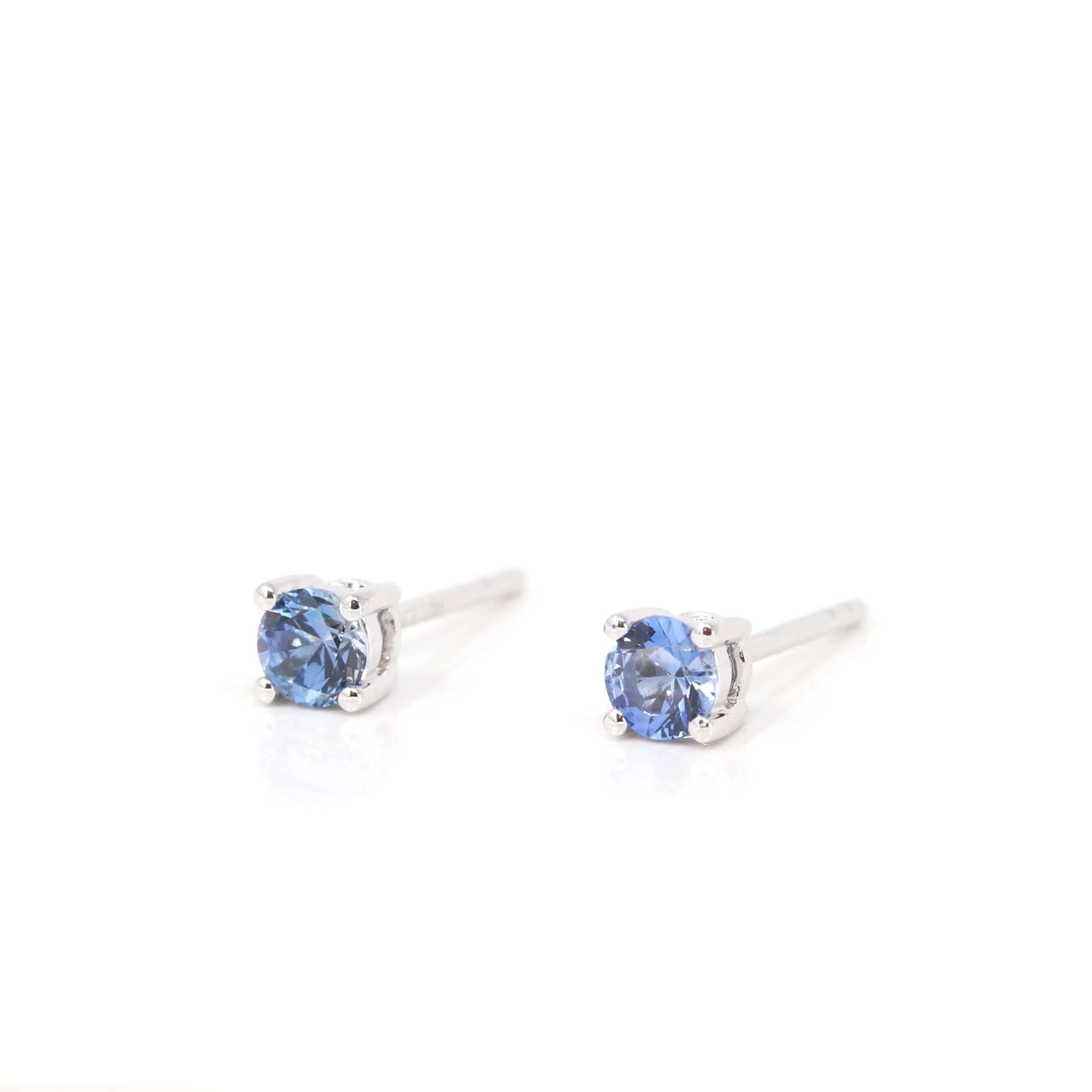 Baikalla? 14k White Gold Sapphire Round 4 Prong Stud Earrings