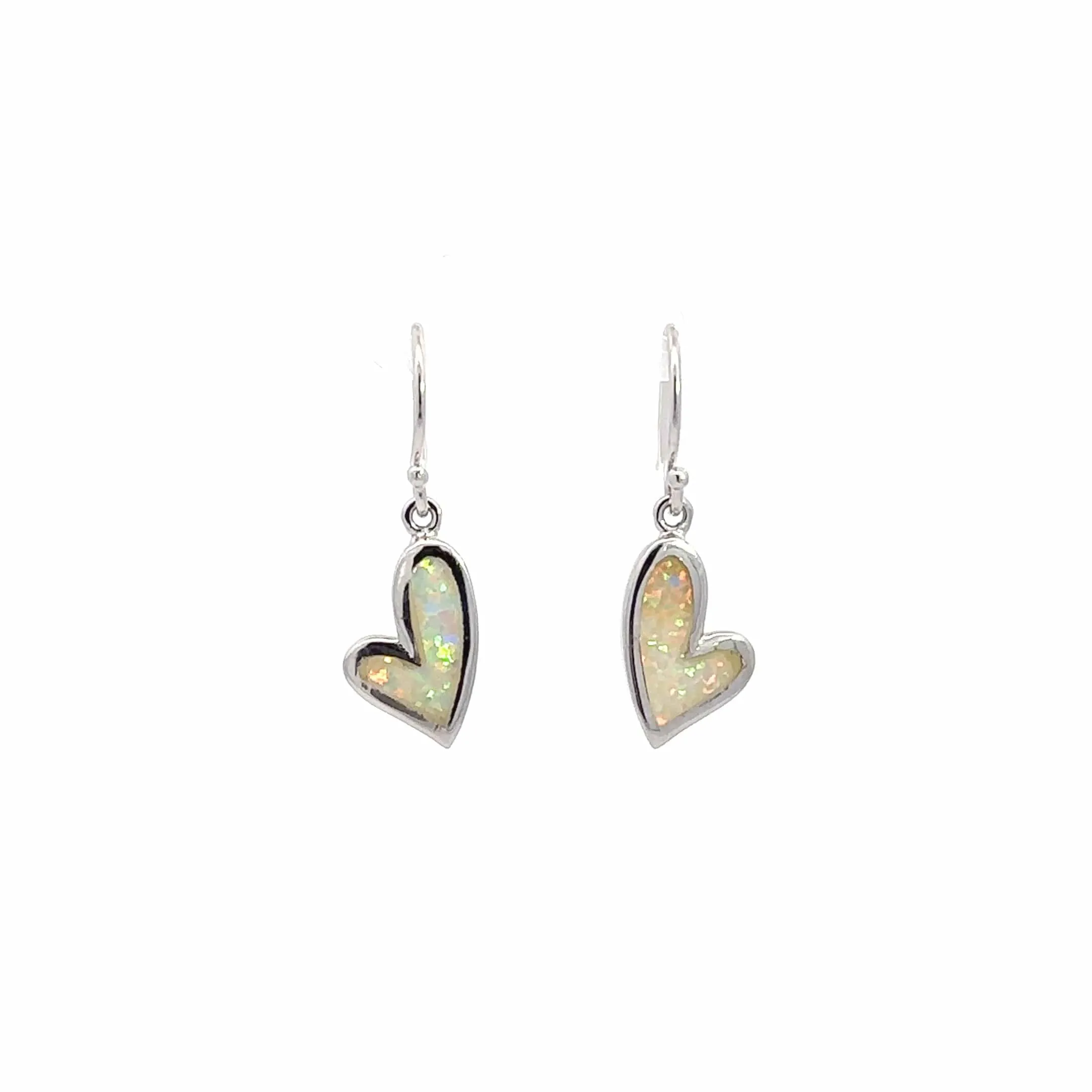 Baikalla? Sterling Silver Natural Lab-Made Heart Opal Dangle Earrings