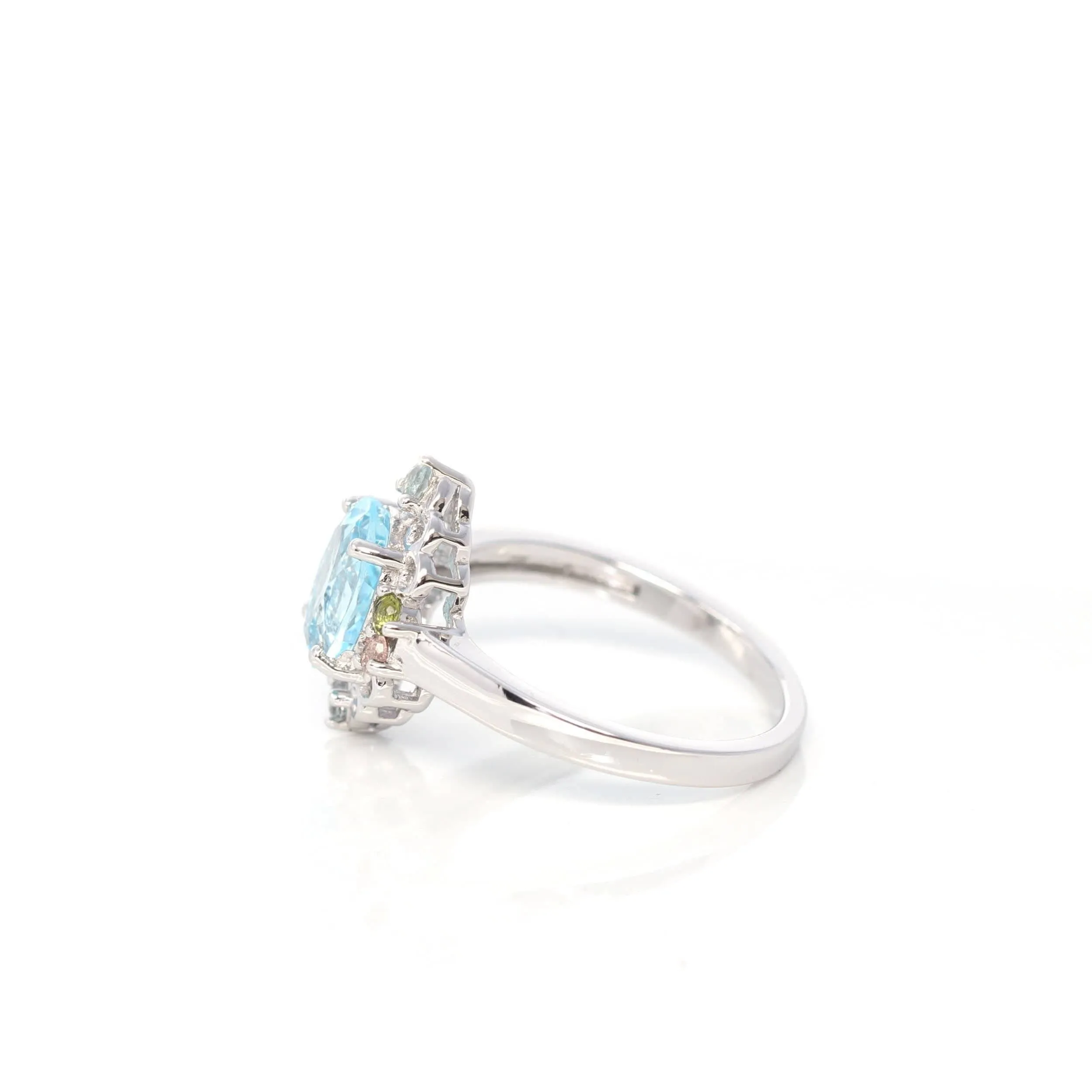 Baikalla? Sterling Silver Sky Blue Topaz Ring With Tourmaline